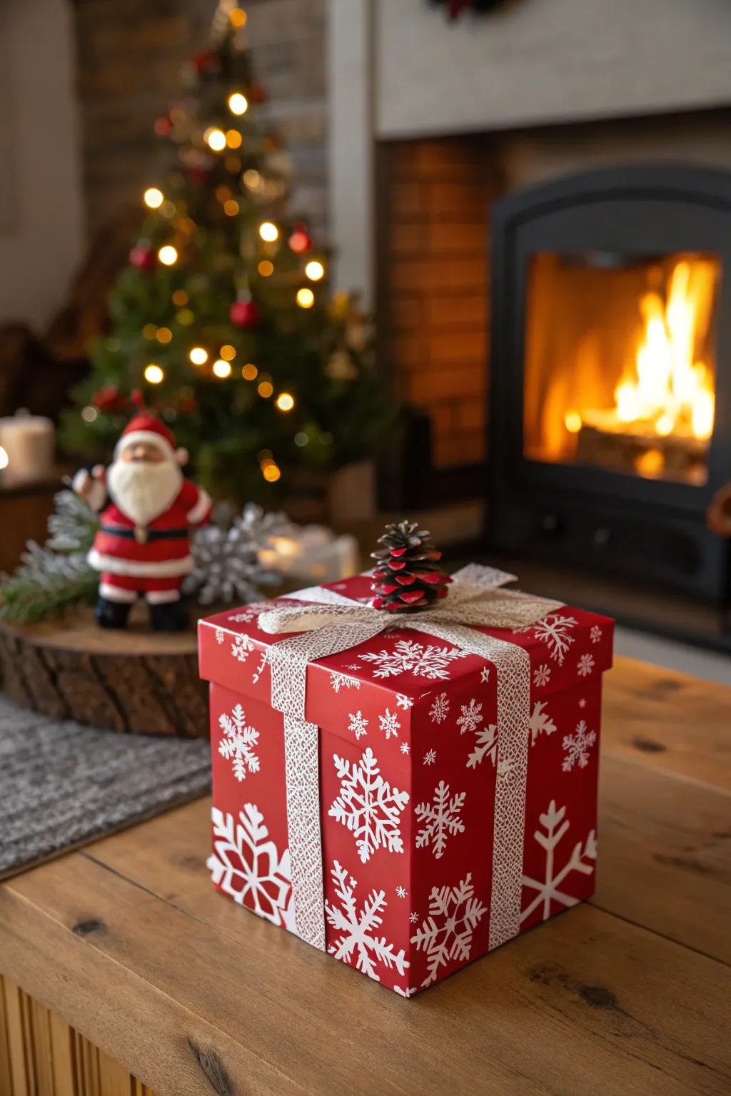 An ice crystal Santa container incorporates a hint of wintry magic.