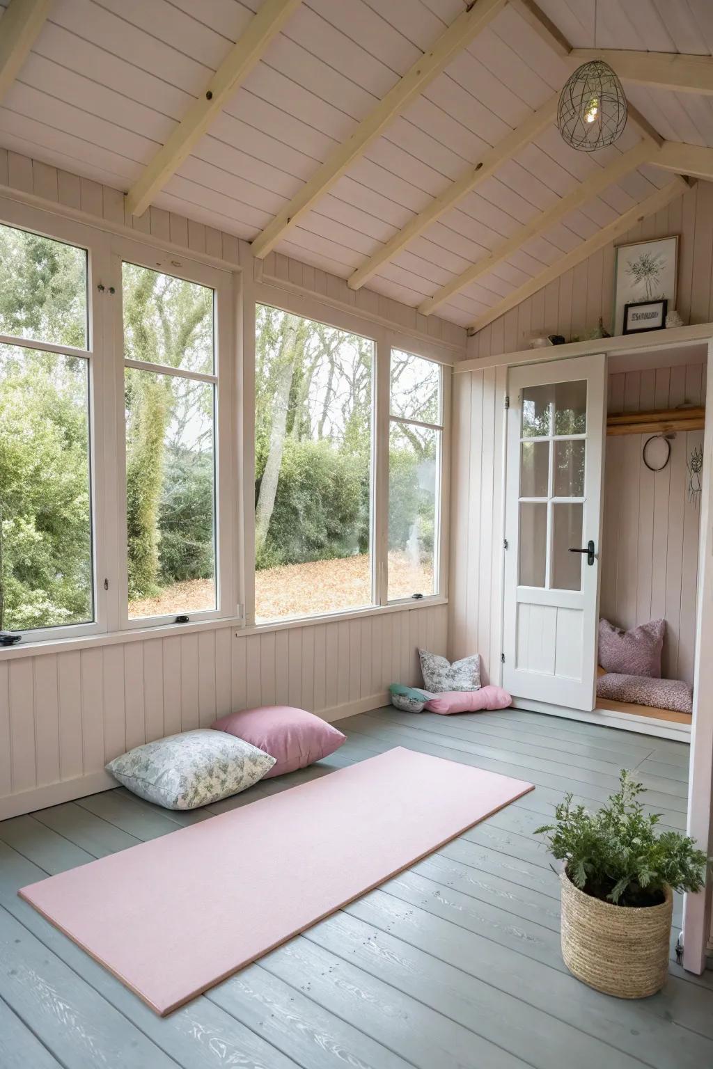 A serene getaway for yoga and relaxation exercises.