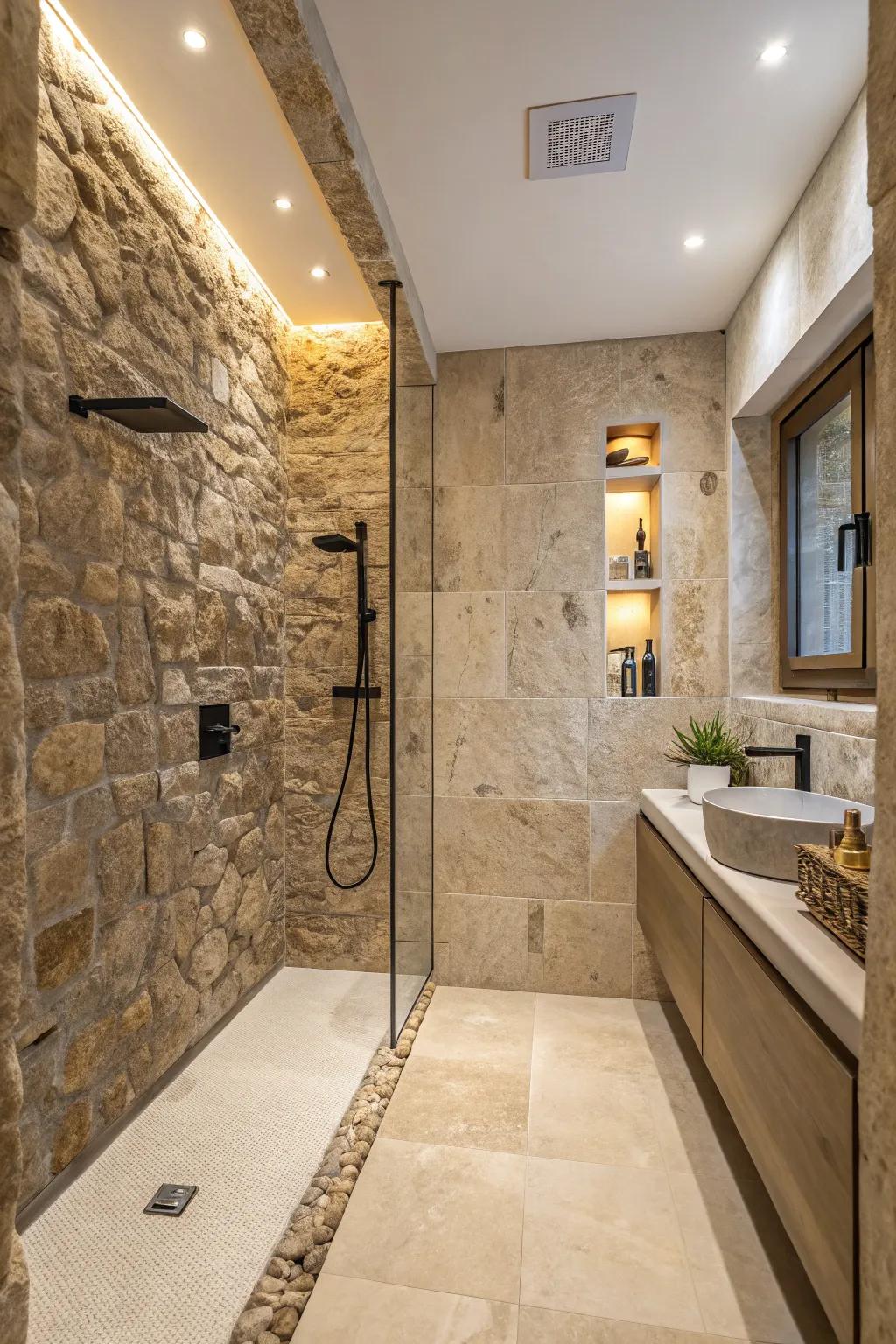 Natural stone adds timeless elegance to your shower.