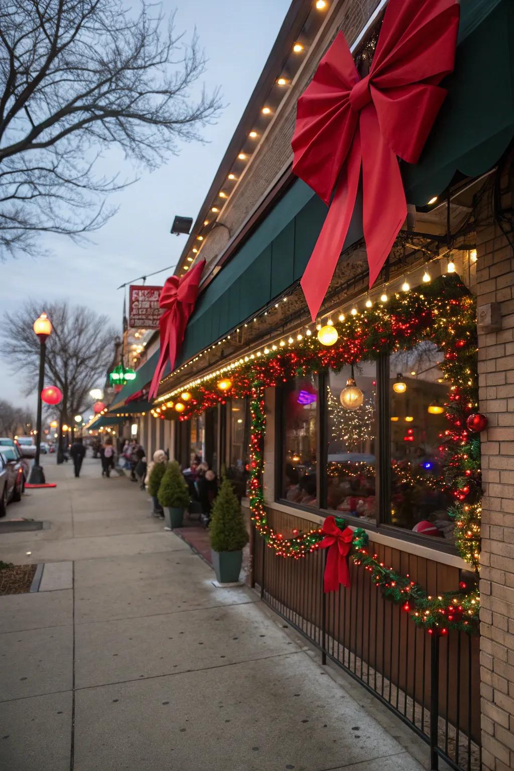 A building front that commands attention with festive refinement.