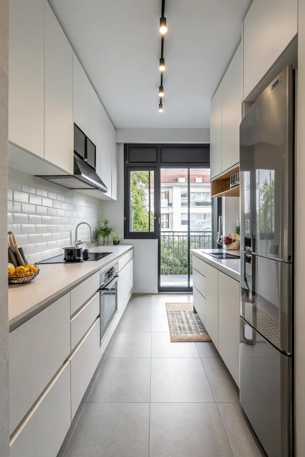 Minimalist floors keep the kitchen sleek and modern.