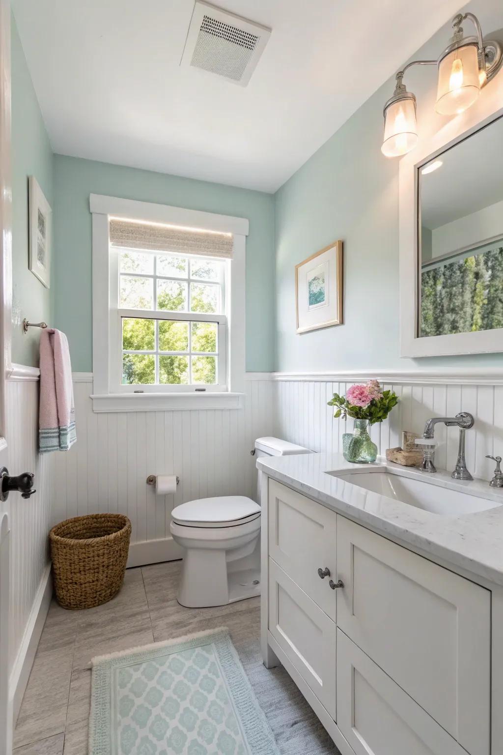 Light colors enhance the perception of space in a small bathroom.