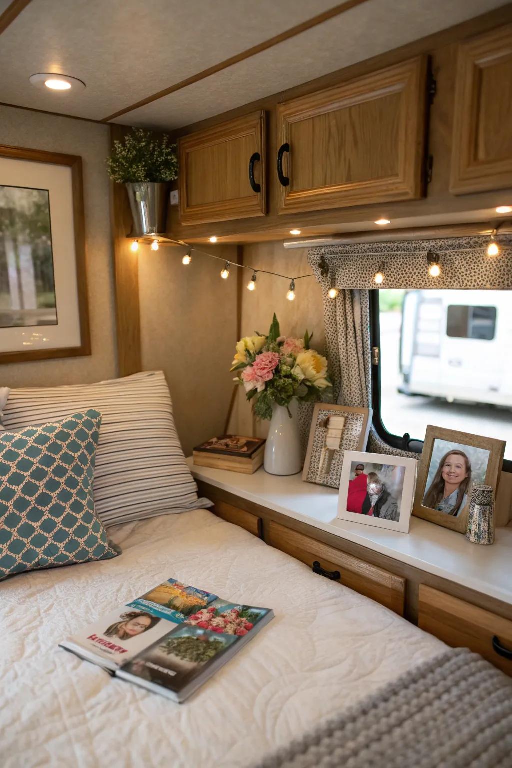 Personal touches make your RV bedroom feel like home.