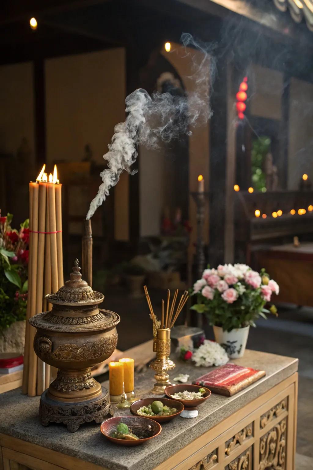 Enhance your space with the purifying scent of incense.