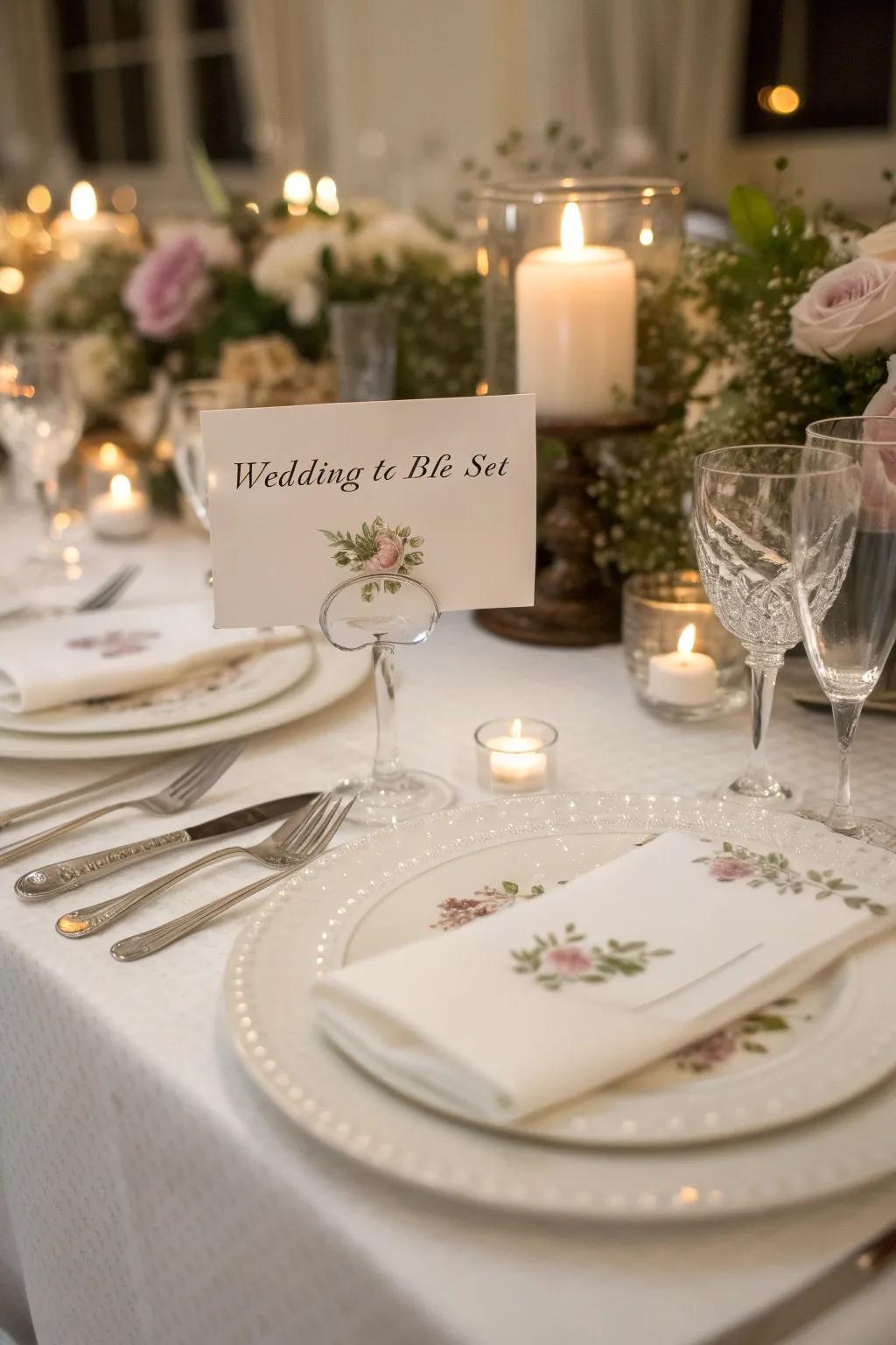 Personalized place cards add a personal touch to your wedding tables.