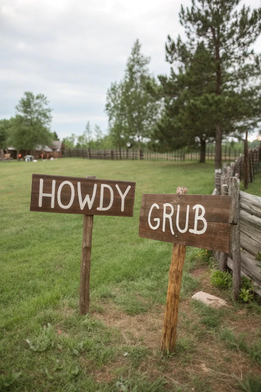 Western signage adds character and guides your guests.