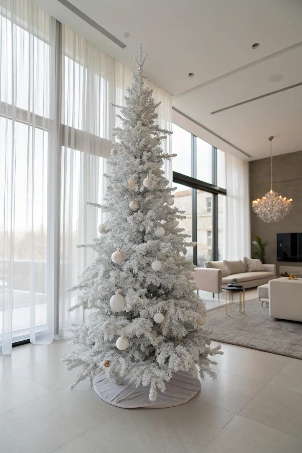 Minimalist modern aesthetic on a white Christmas tree.