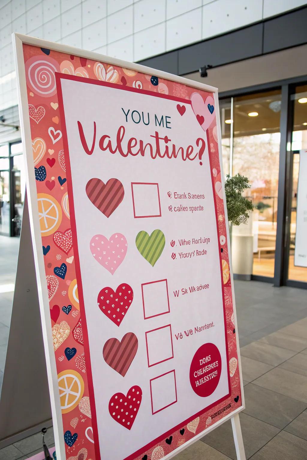 A Valentine's poster featuring interactive checkboxes for a playful twist.