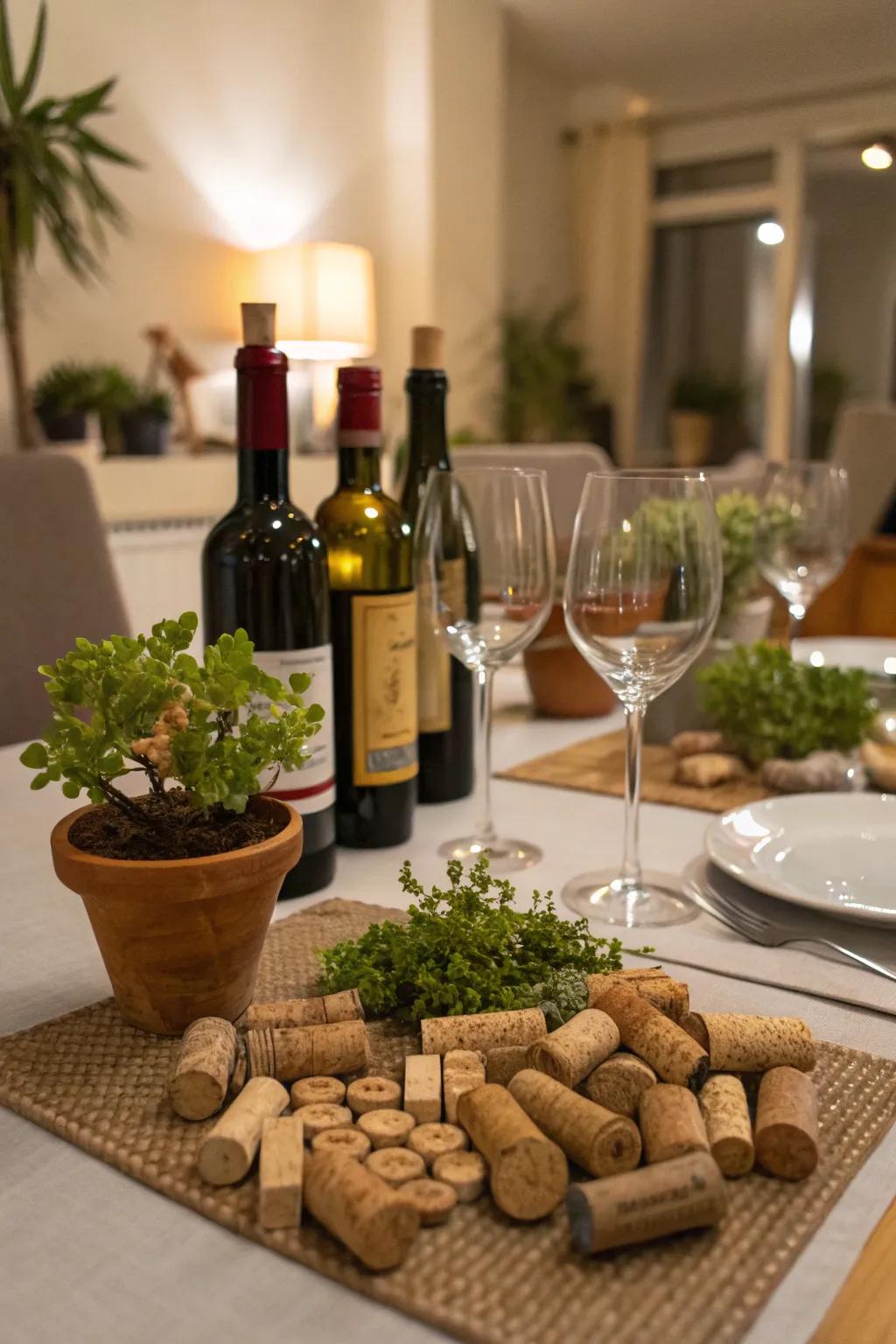 Stopper decorations infuse a light-hearted spirit into your wine table.