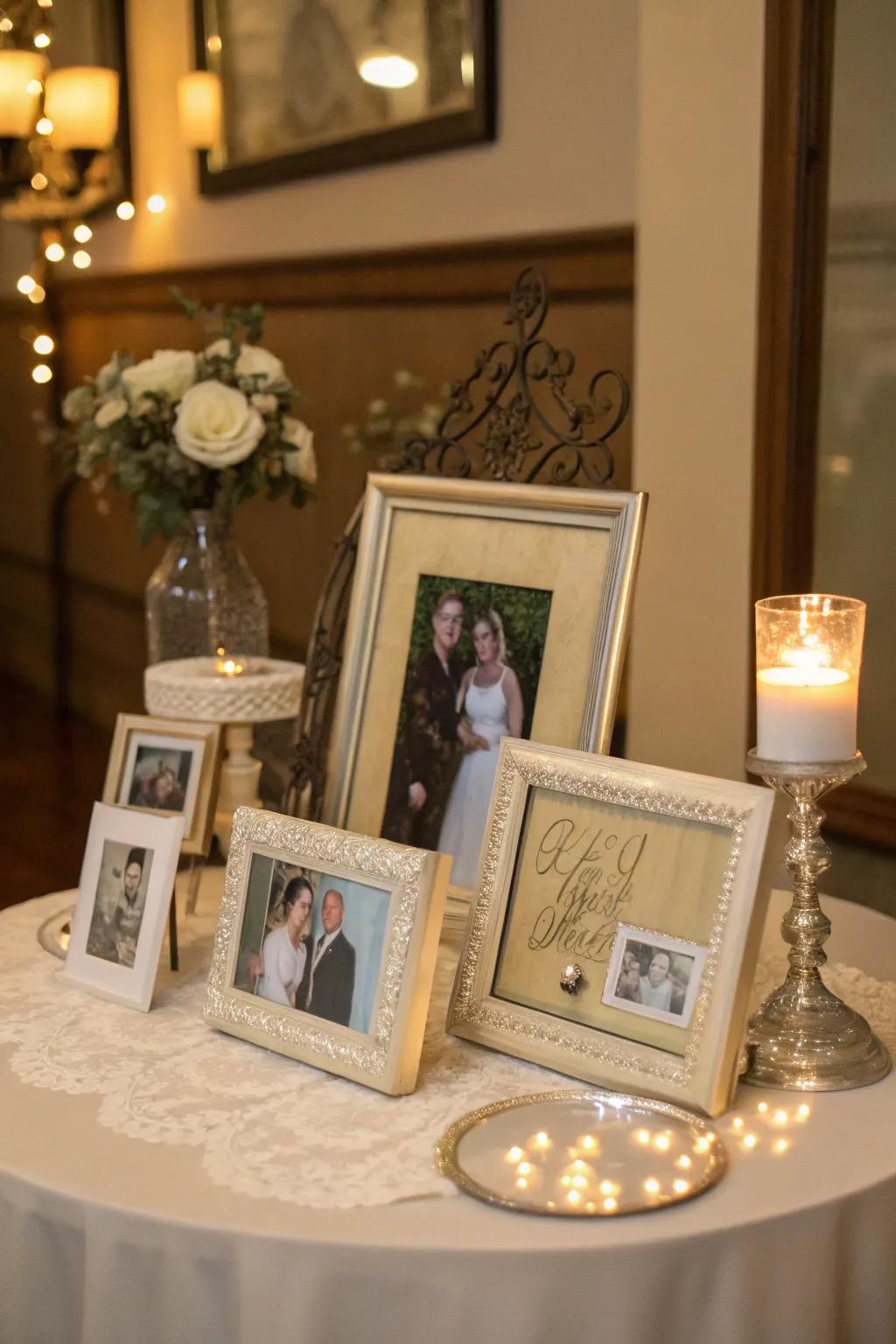 Photo centerpieces that bring personal history to the party table.