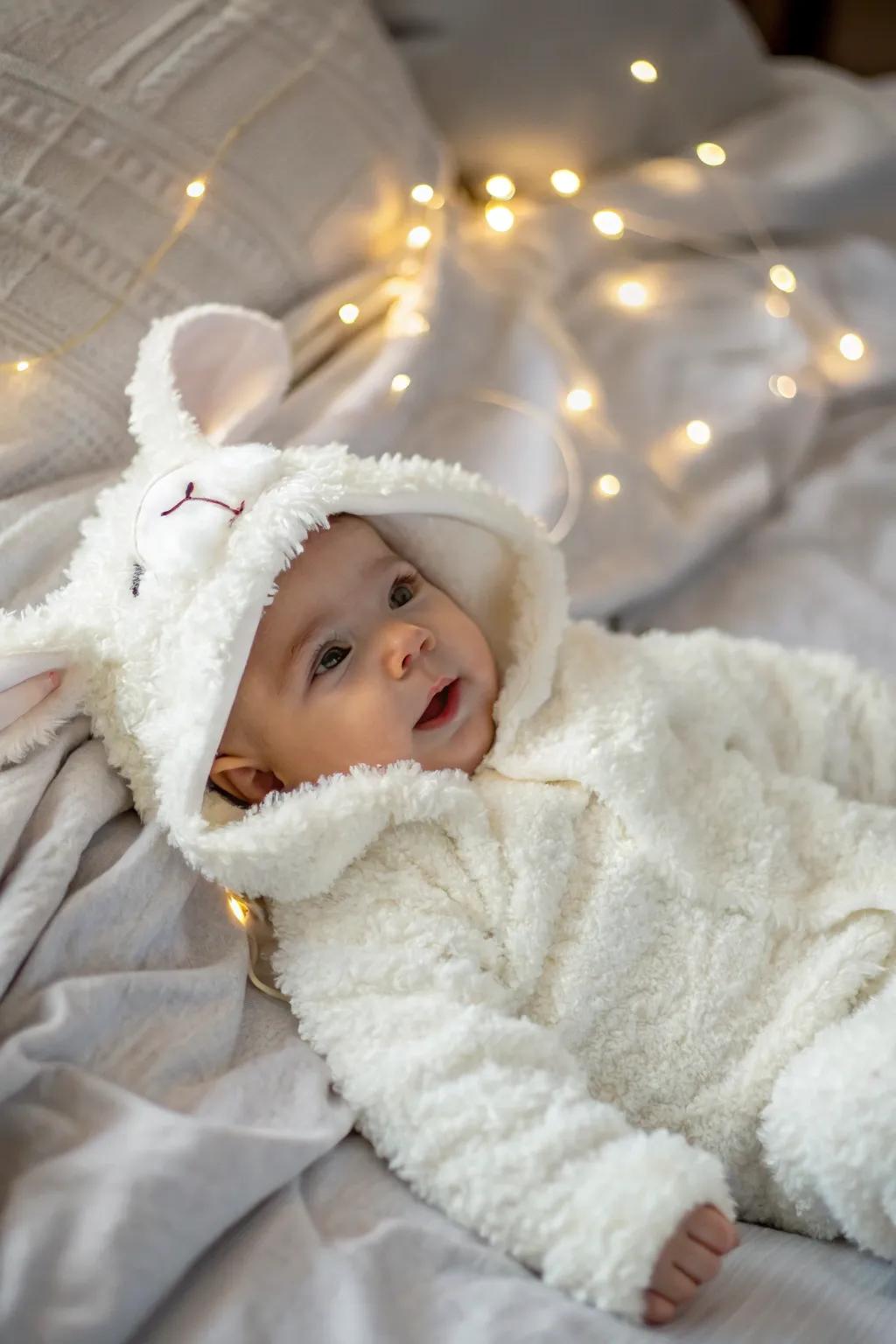 Snuggle up with this charming lamb costume.