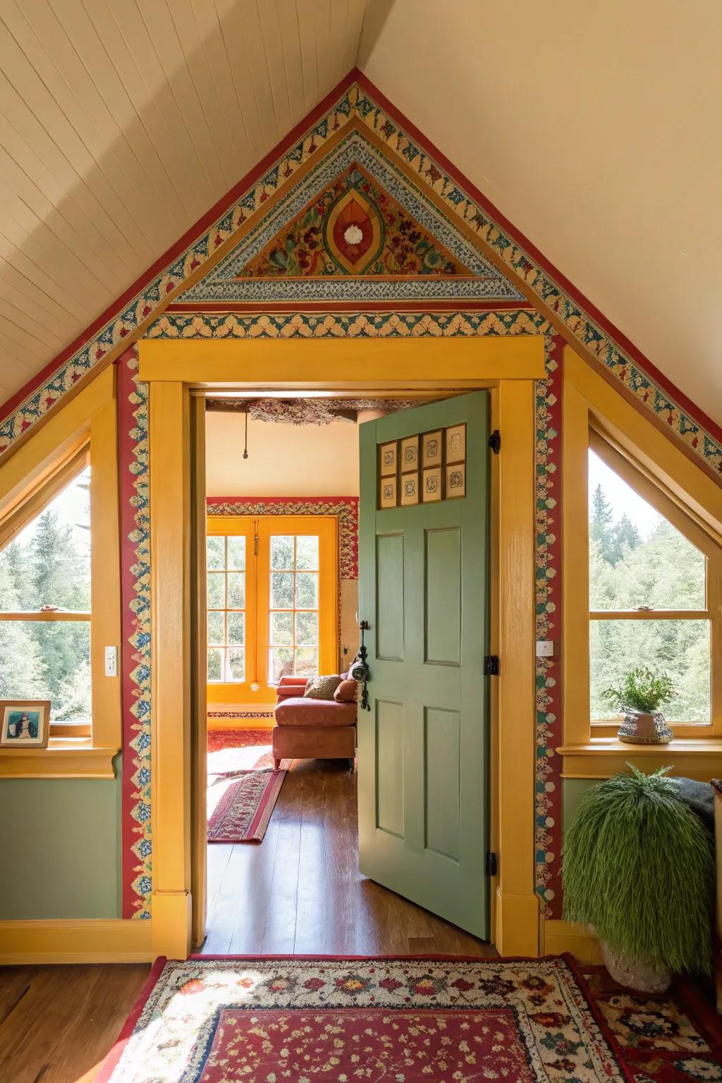 Boldly painted trim adds a pop of color.