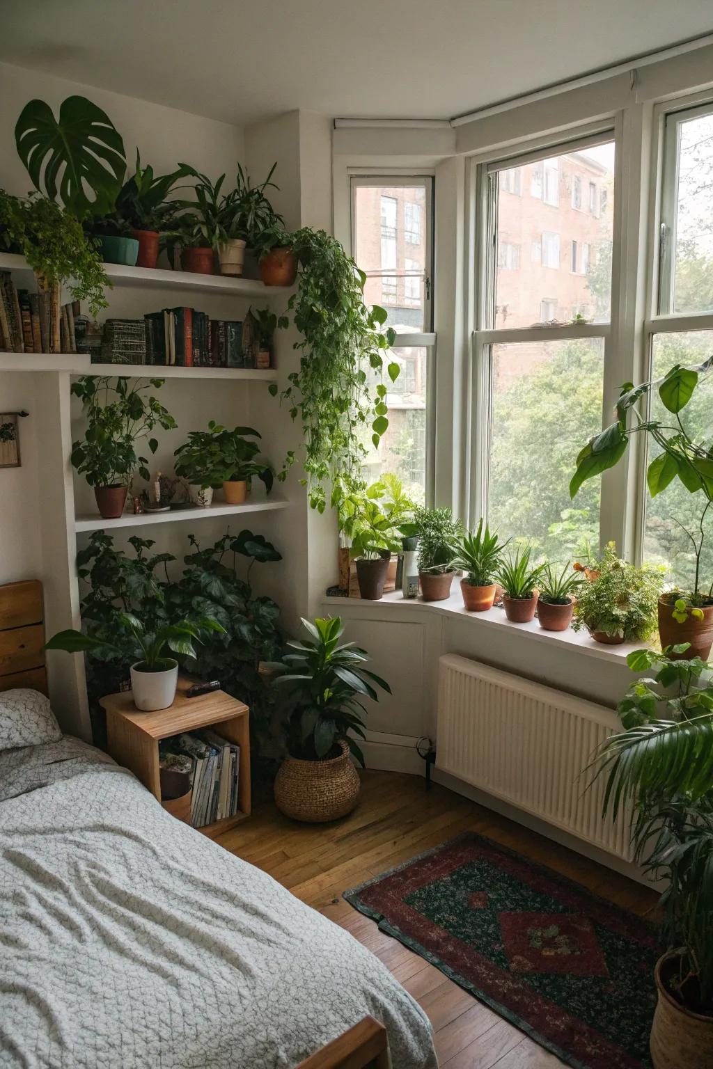 Plants add a breath of fresh air and natural beauty to your bedroom.