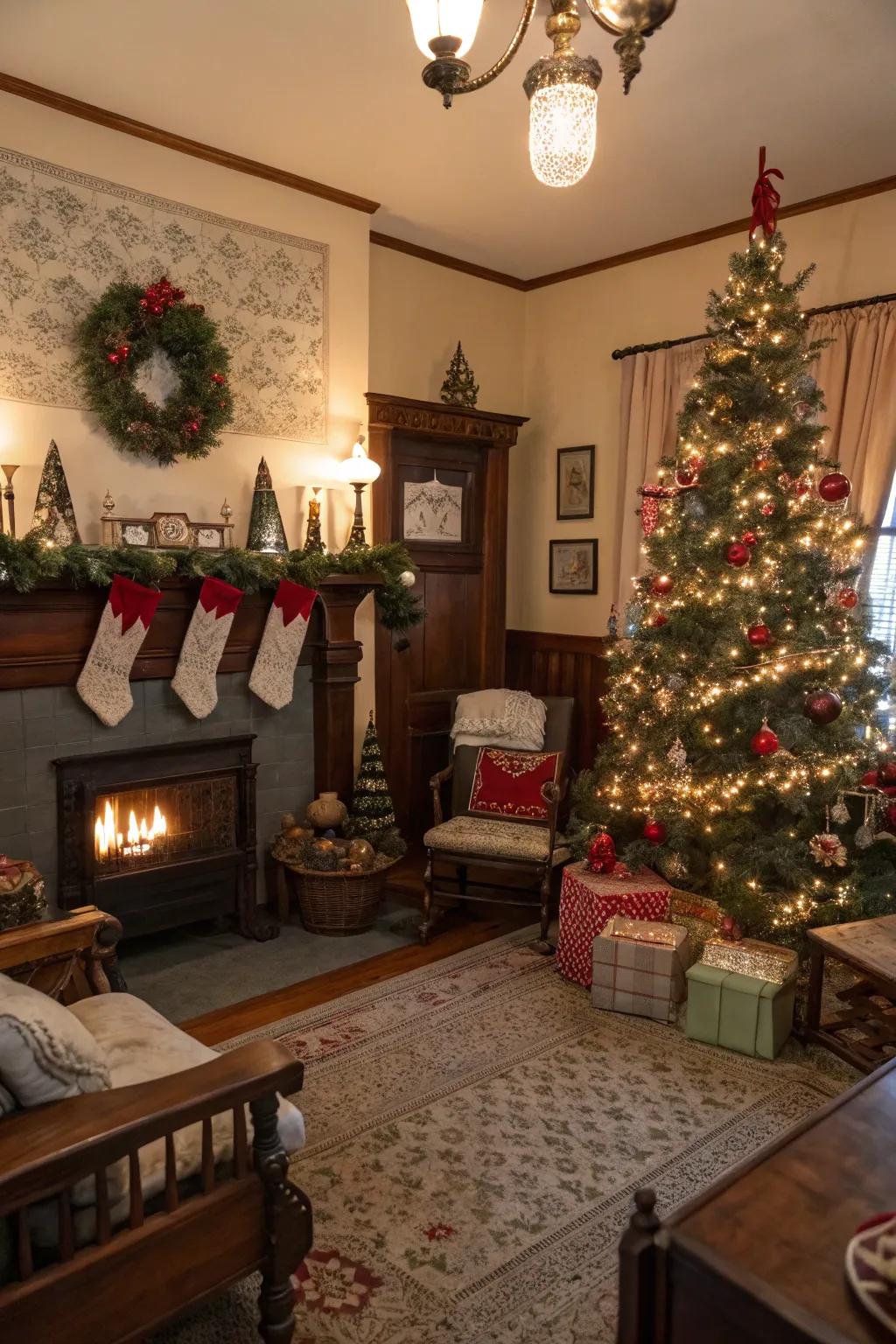 Classic nostalgia with sentimental Christmas ornaments.