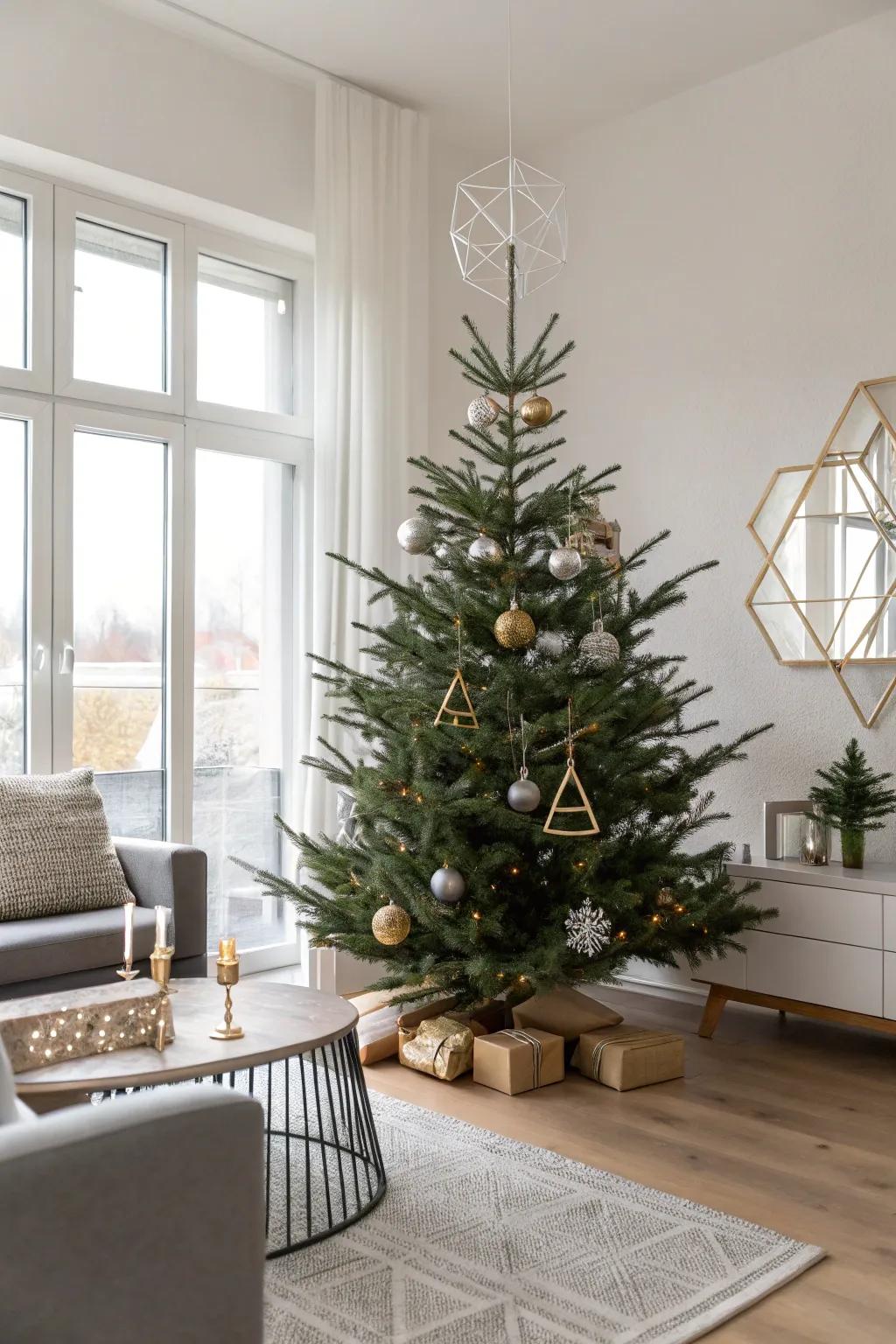 Less is more with a contemporary minimalist tree.