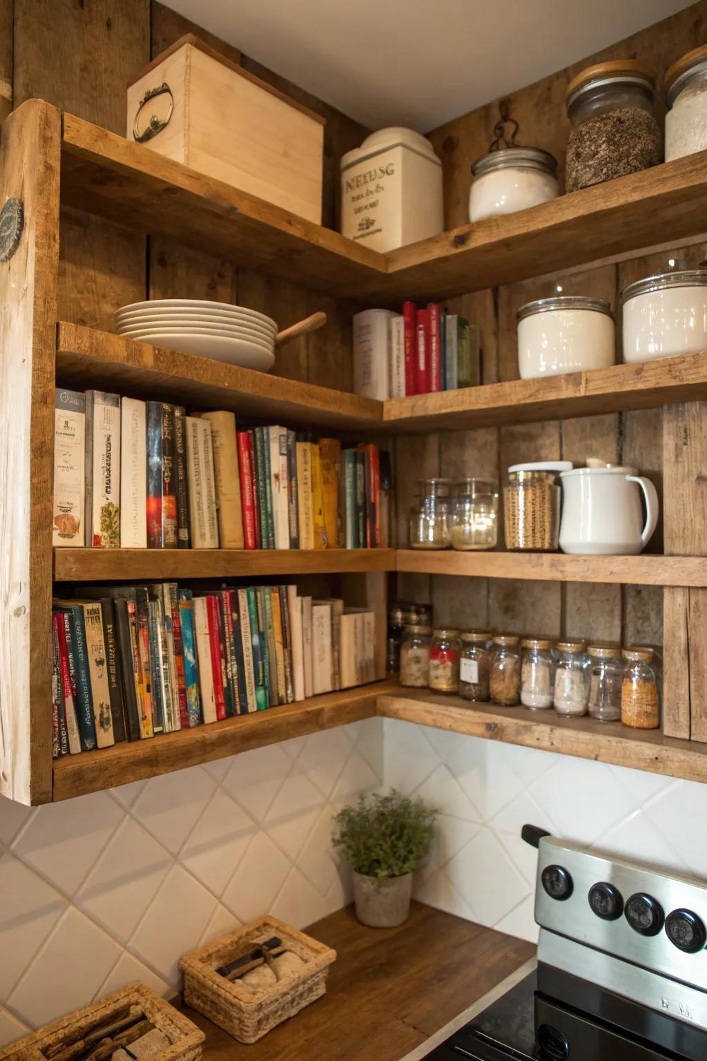 Rustic shelves bring warmth and character to any space.