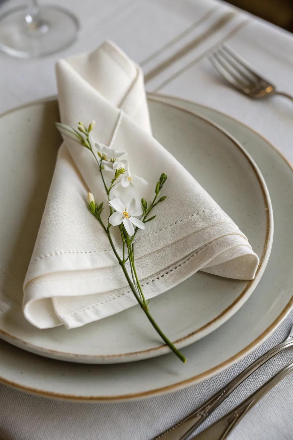 Elaborate cloth articulations introduce an artistic aspect to your table.