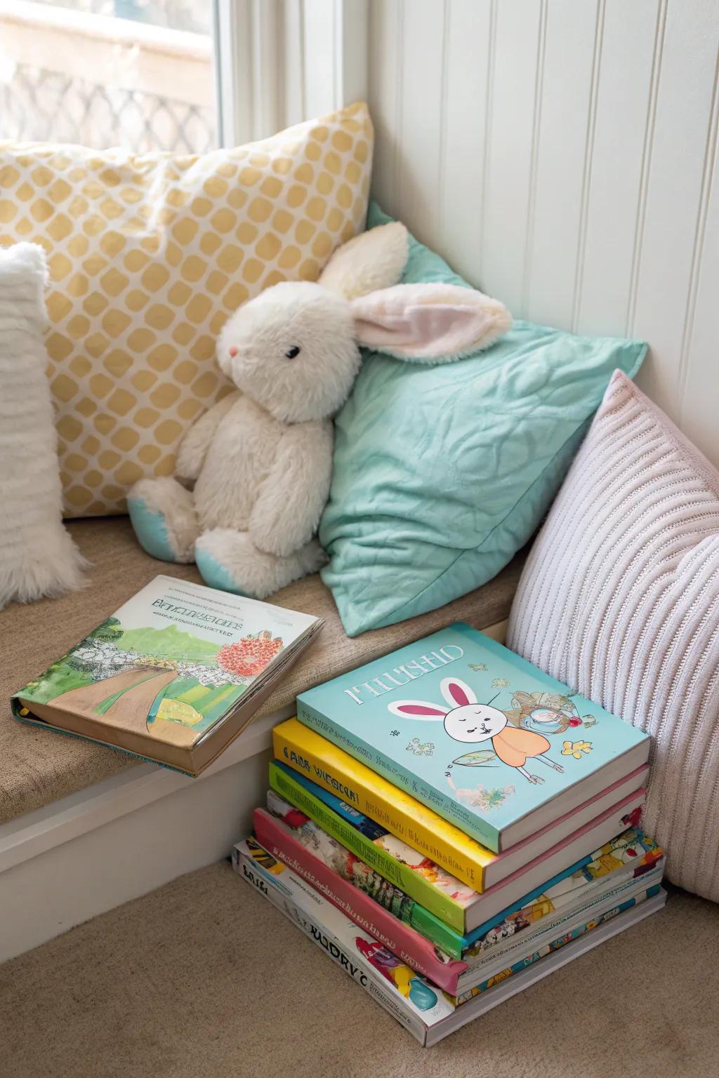 A snug area for narrative time ideal for young children.