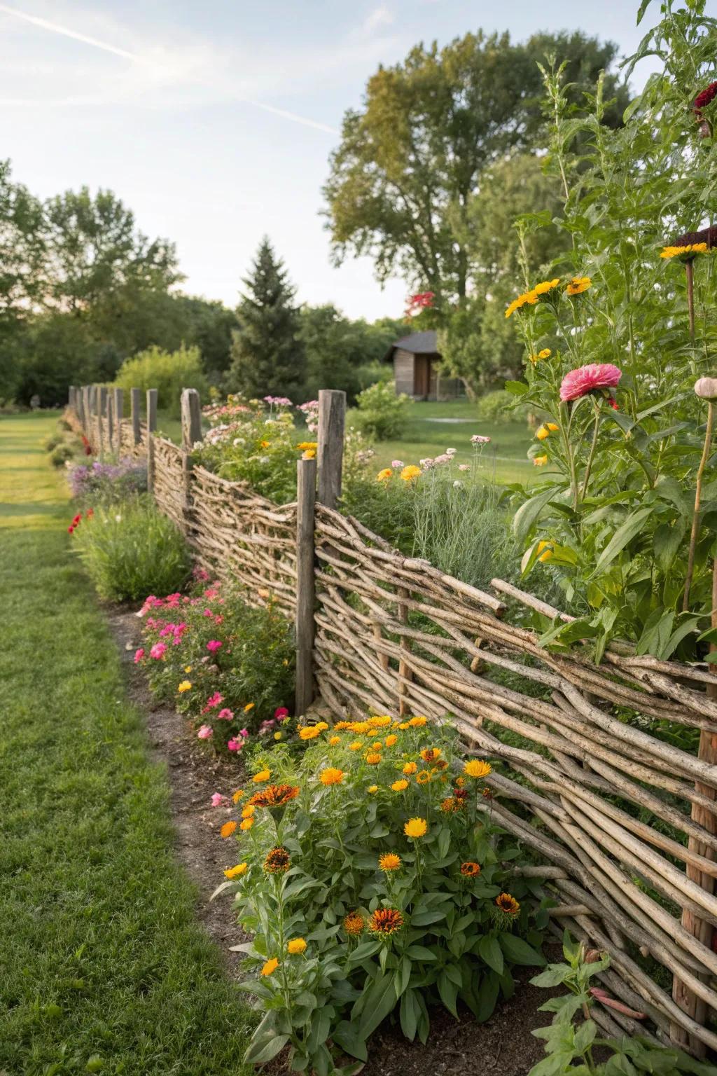 Wattle fences bring a touch of whimsy to any garden space.