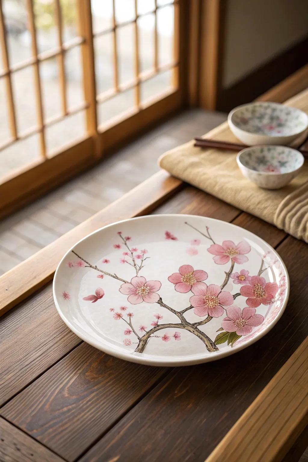 Cherry blossoms add a touch of delicate beauty to your plates.