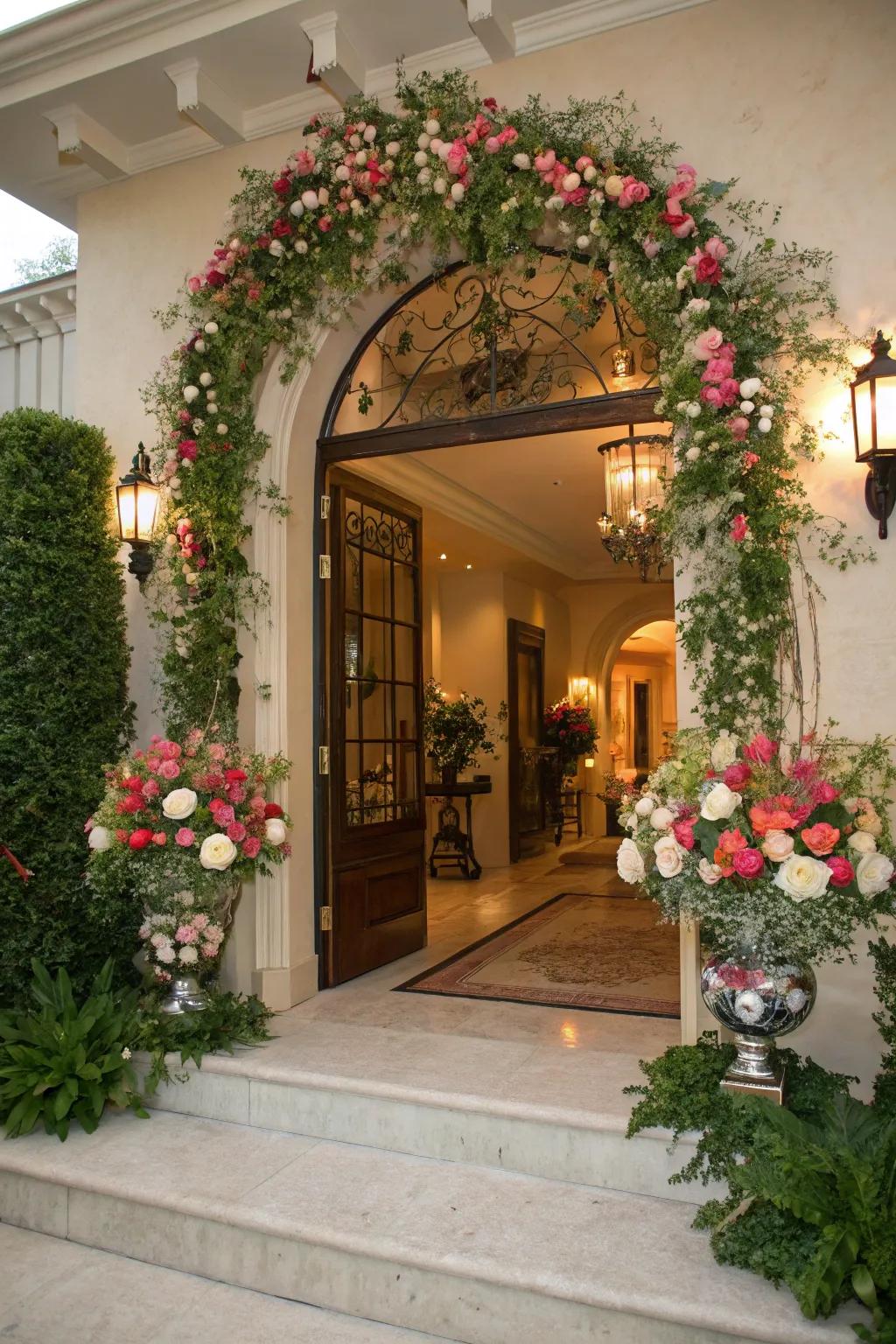 Make a grand entrance with stunning floral decor.