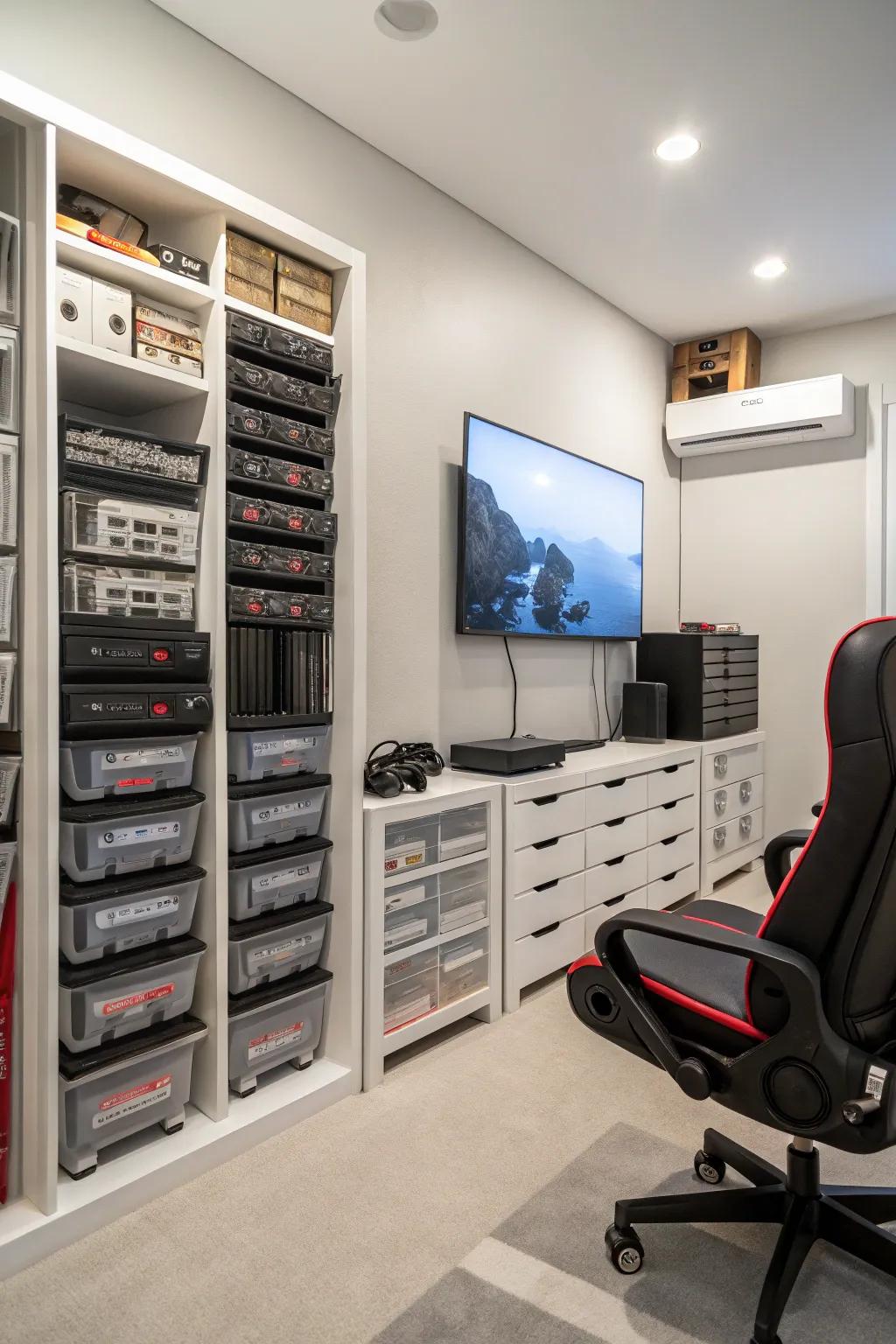 Organized spaces for a clean and focused gaming environment.