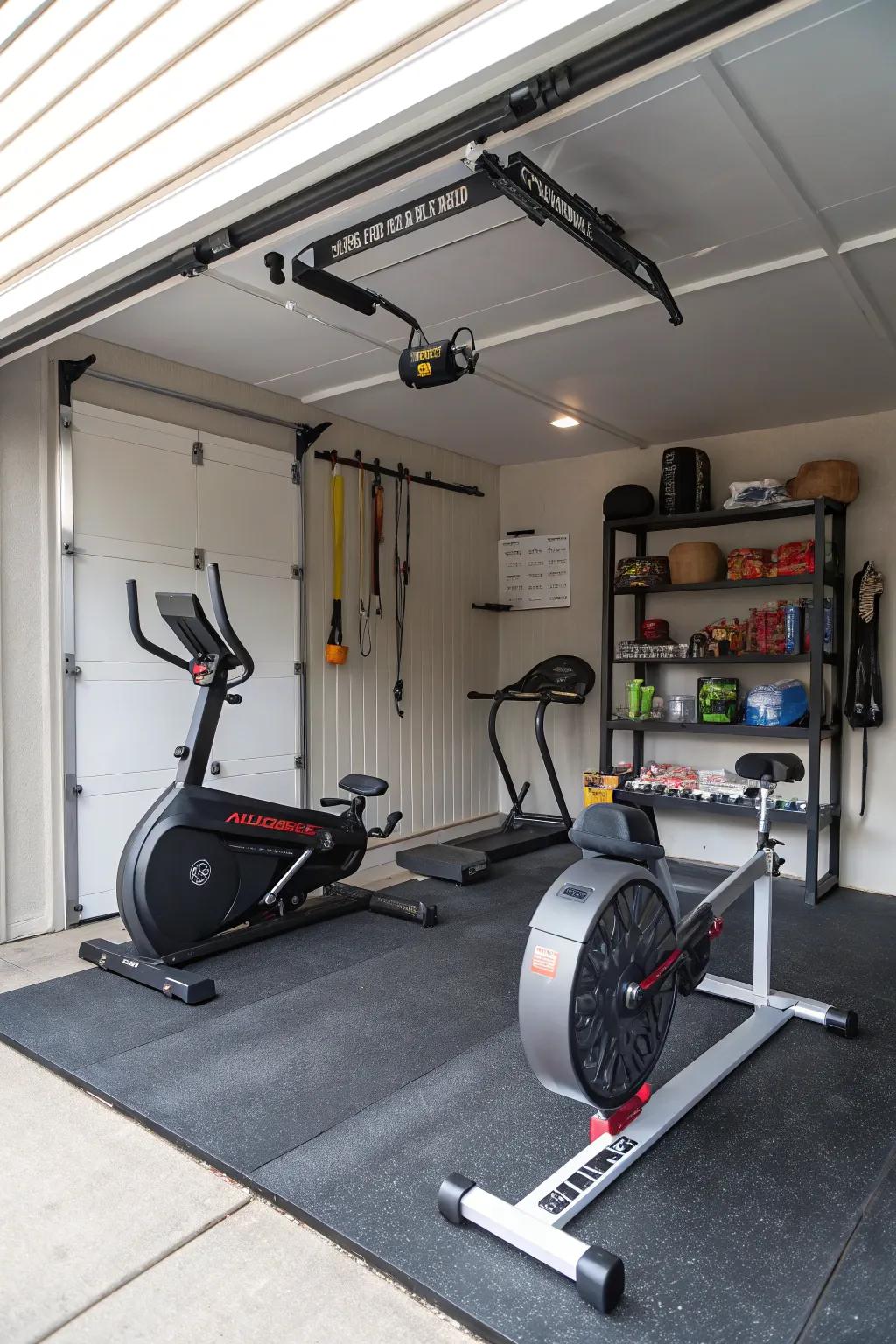 A cardio nook provides rapid and efficient workout options.