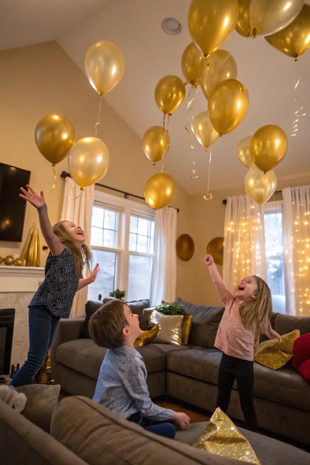 A surprise balloon drop to start the celebration with joy.