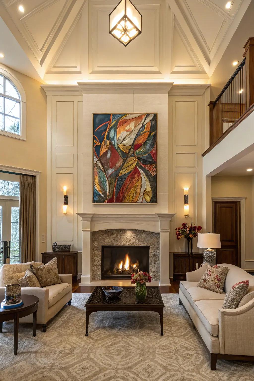 Large art pieces add a splash of personality and elegance.