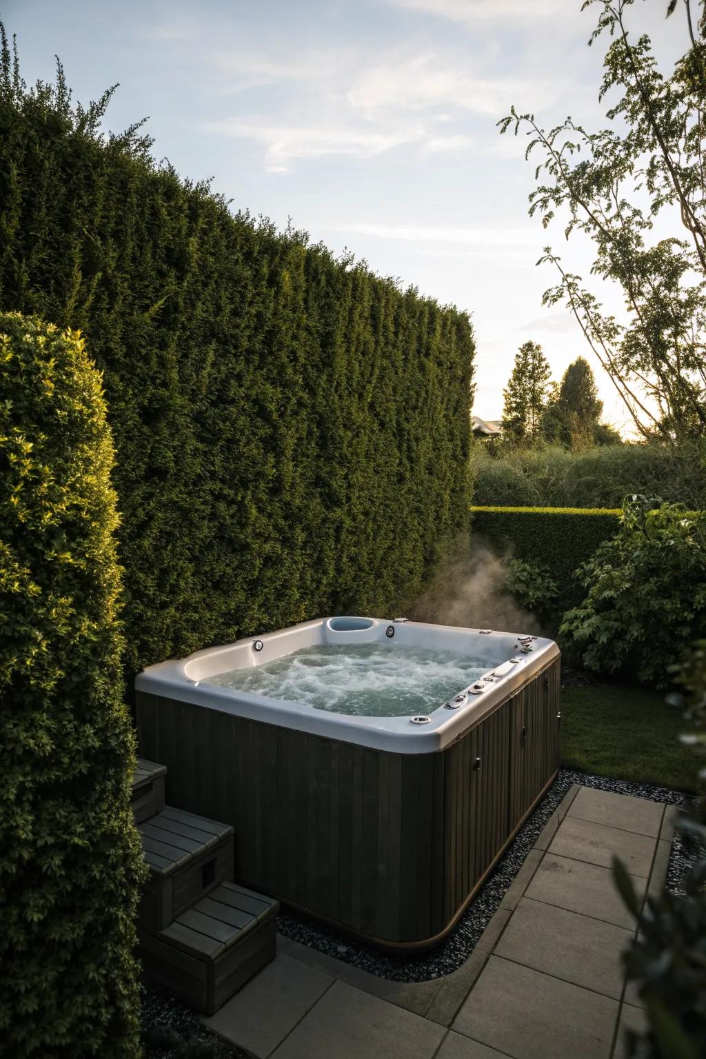 Hedges present an organic and sound-dampening privacy solution.
