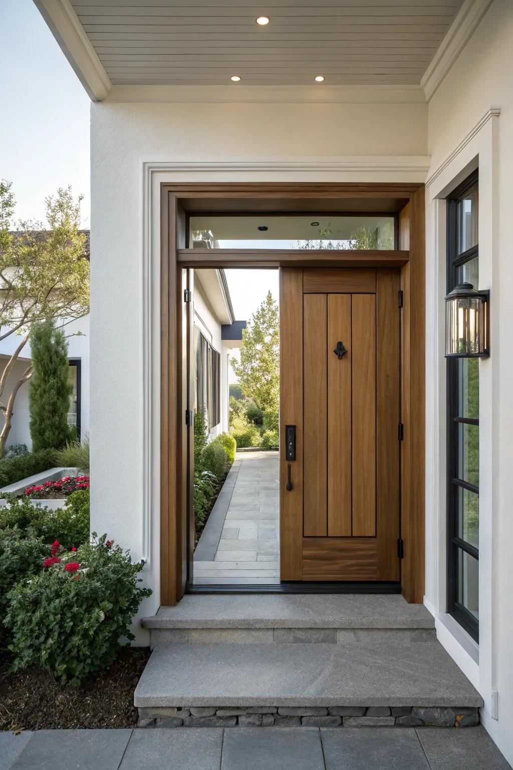 Modern entryway with stylish trim framing a welcoming door.