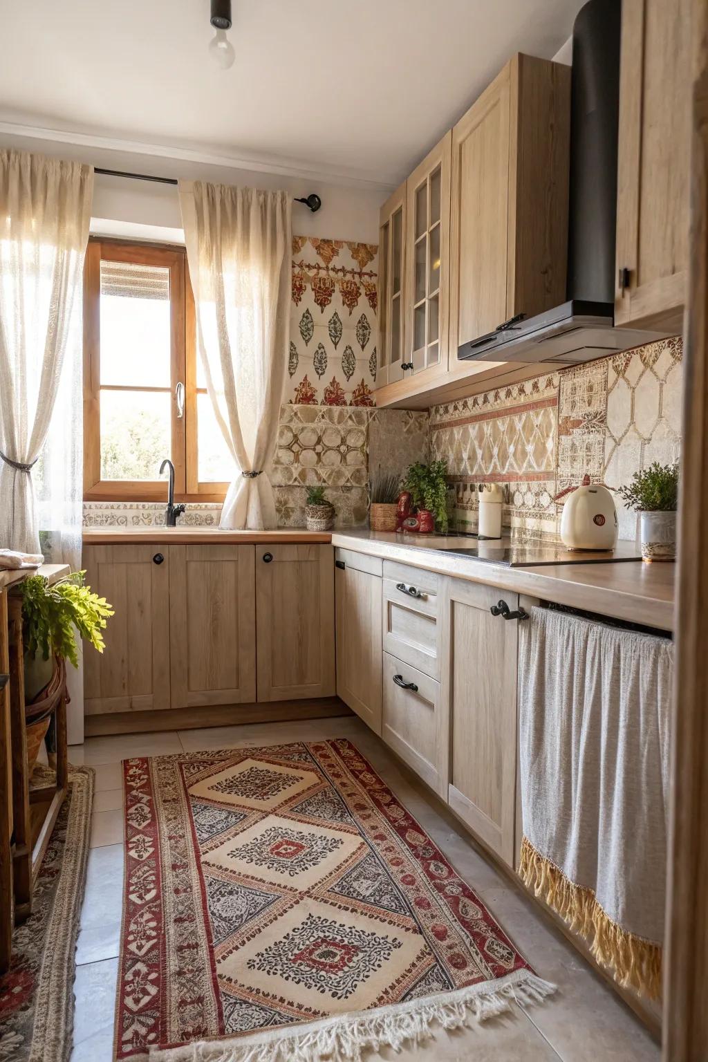 Strategically interweaving textures and patterns significantly amplifies the aesthetic appeal of any cooking space.