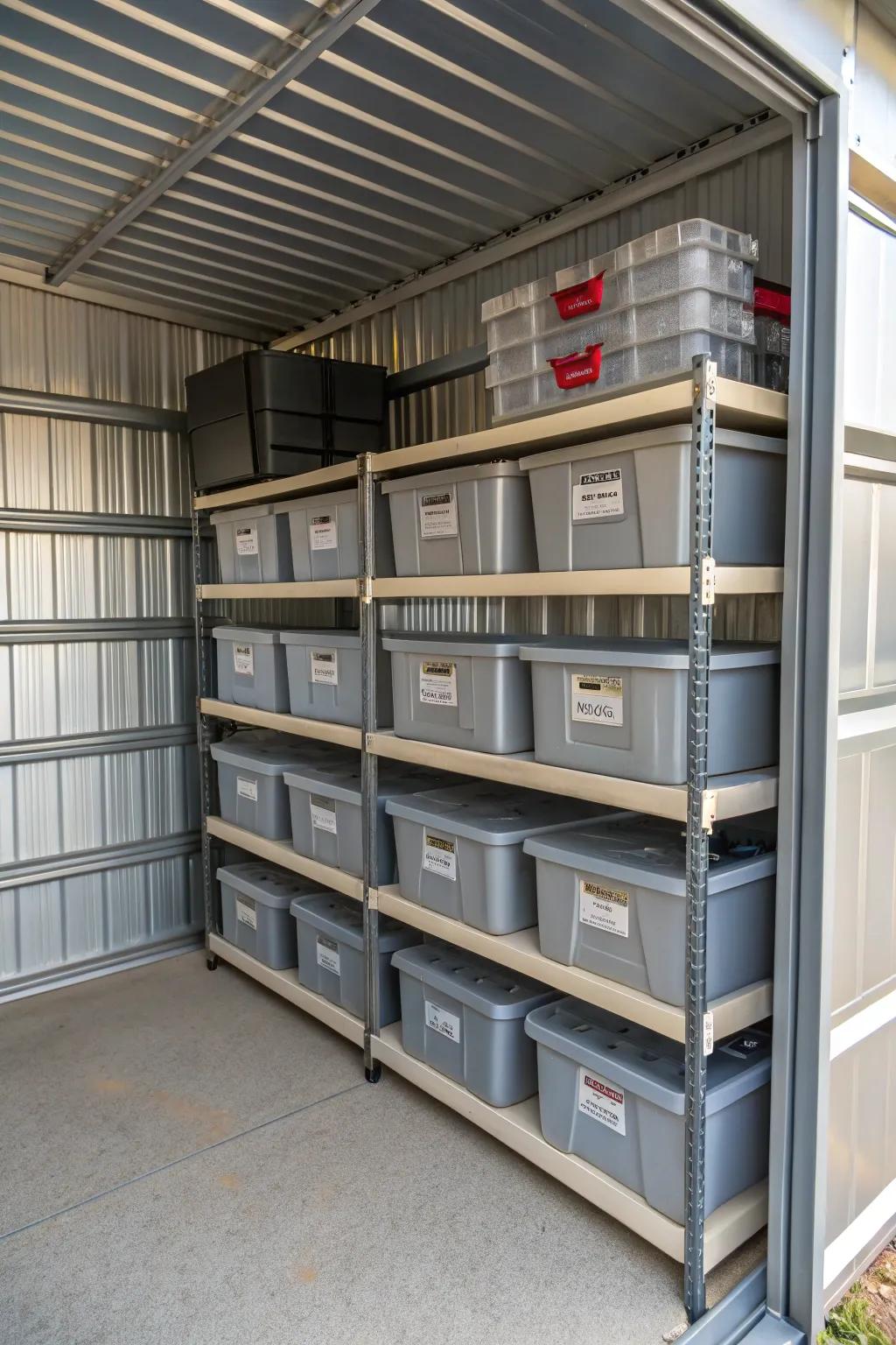 Gliding bins maintain compact articles methodically arrayed and obtainable.