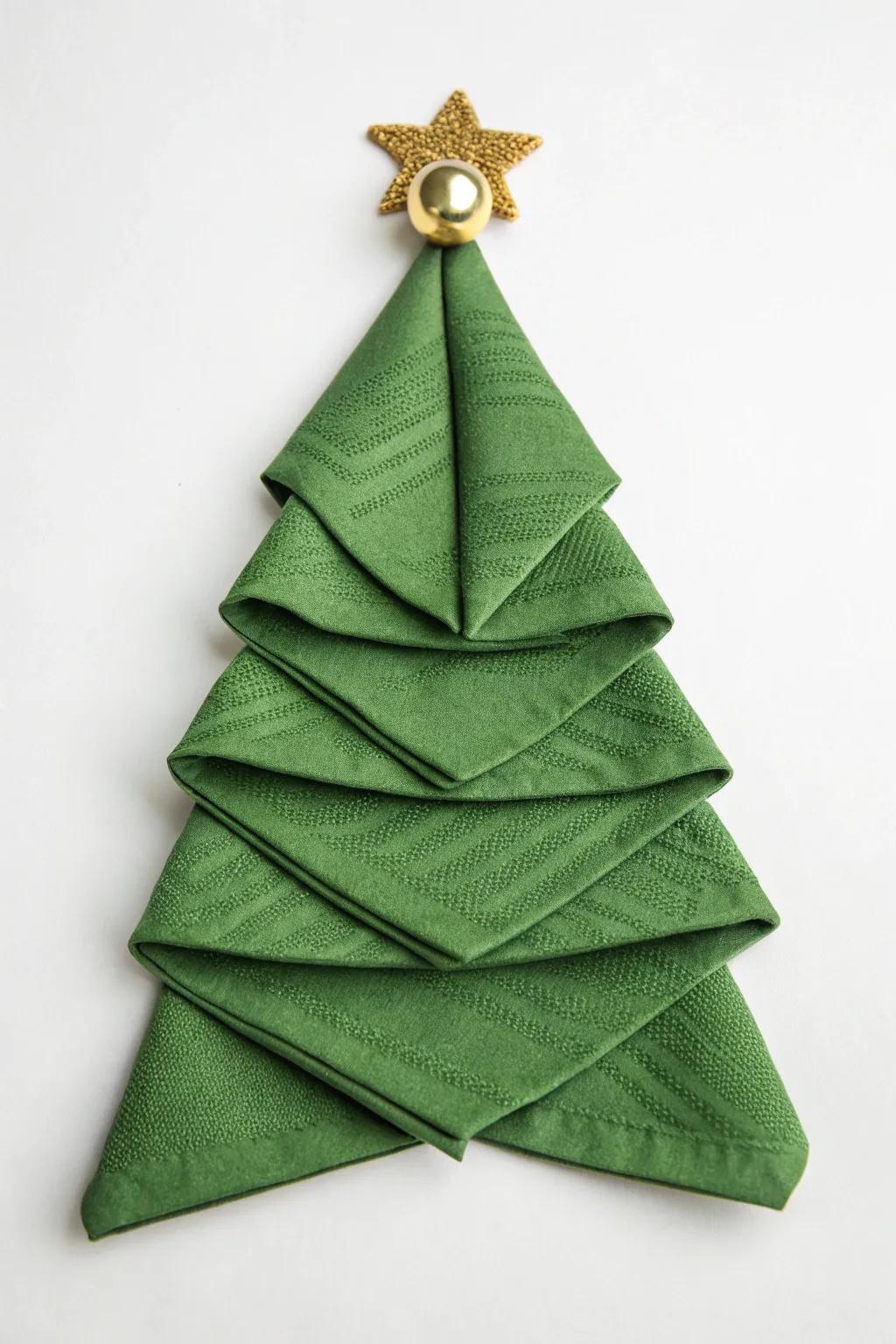 A festive Christmas tree fold for holiday celebrations.