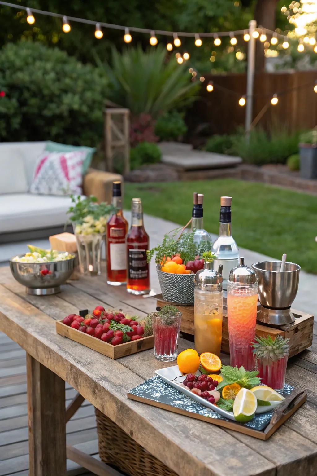 A do-it-yourself cocktail station inspires visitors to craft their unique blends.