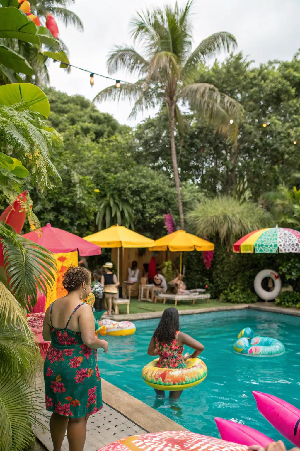 Dive into a tropical pool party for a splash of fun.