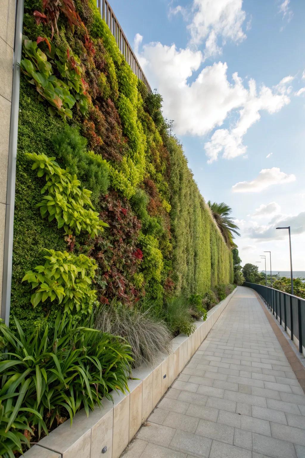 A vertical garden transforms walls into living masterpieces.