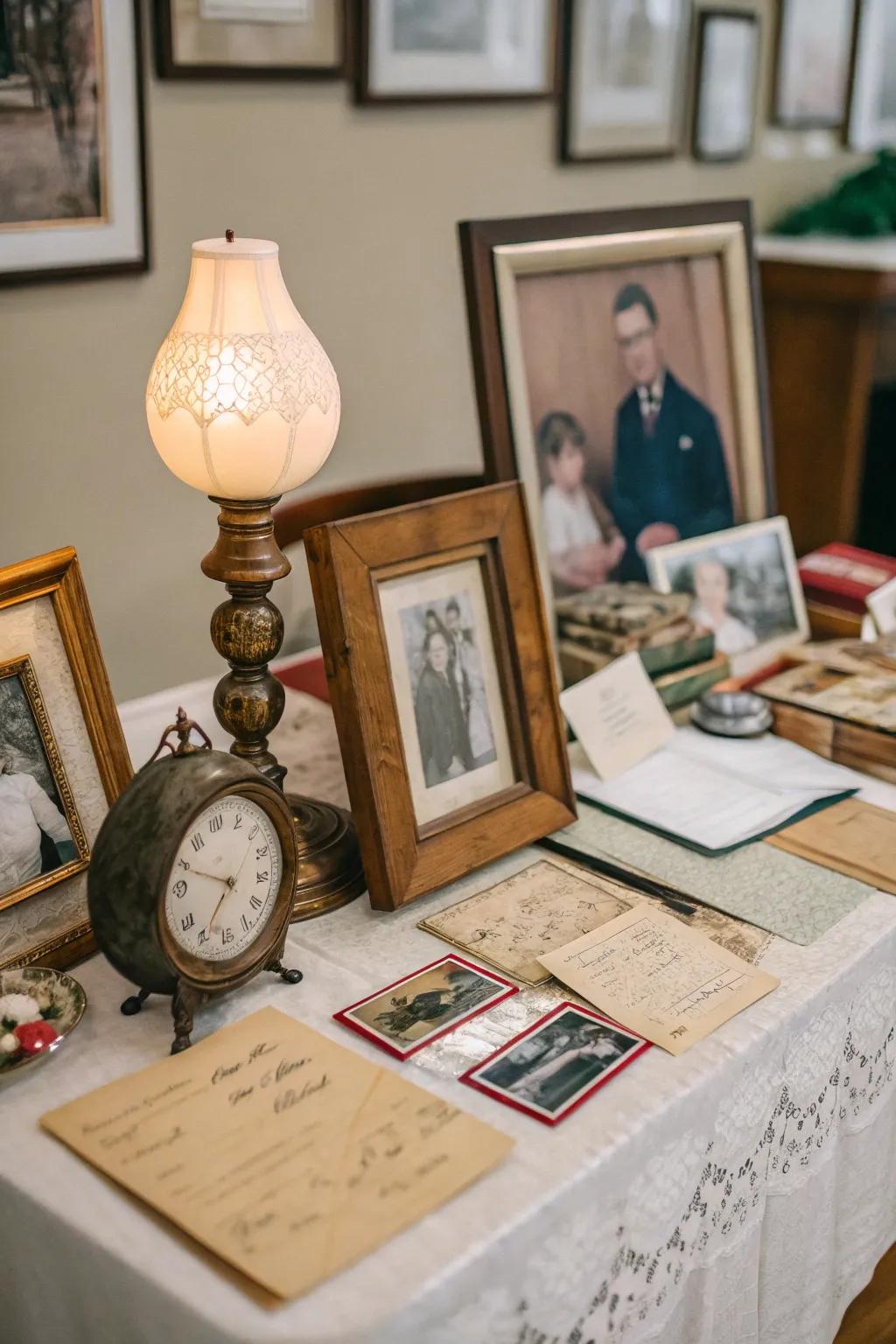 A heartfelt commemorative display featuring adored images.