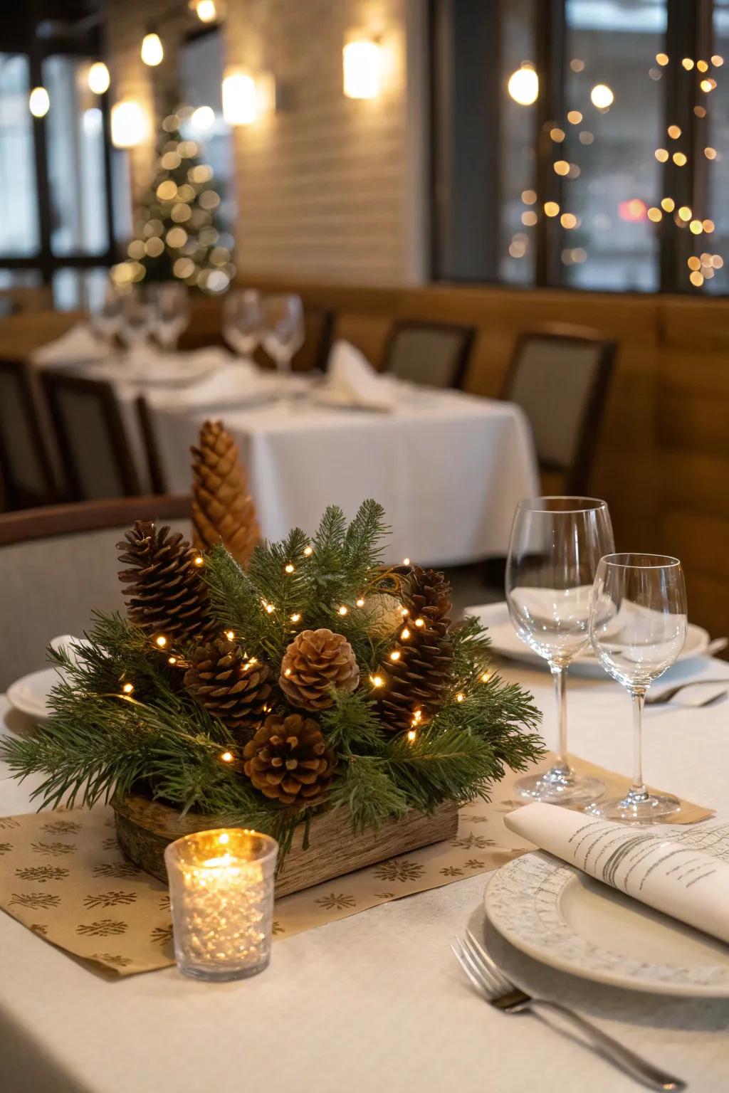 Understated decorations introduce sophistication to table arrangements.