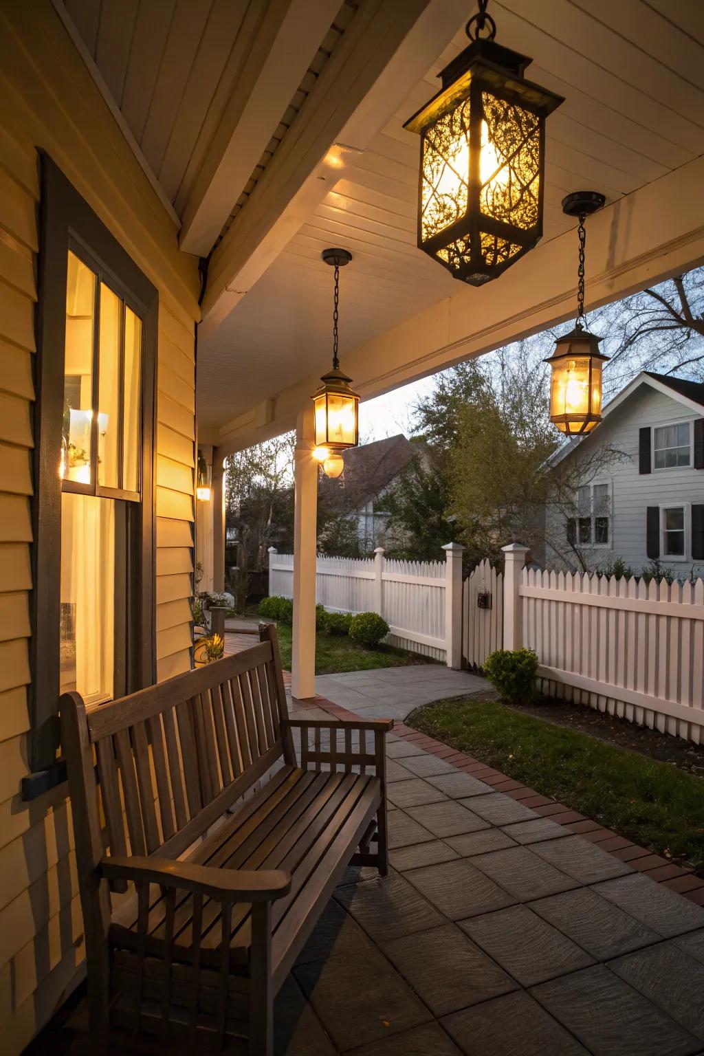 Luminaries infuse warmth and fascination into your veranda during evening engagements.
