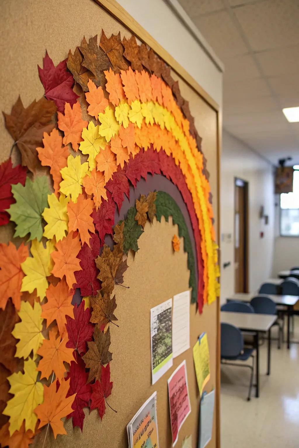 An Autumn Leaf Rainbow brightening the classroom.