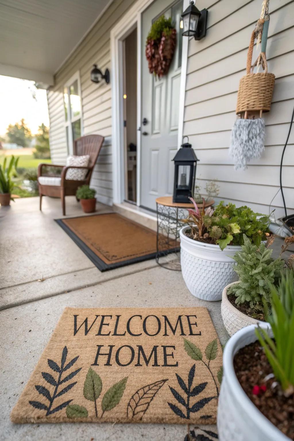 A warm welcome with a personalized mat.