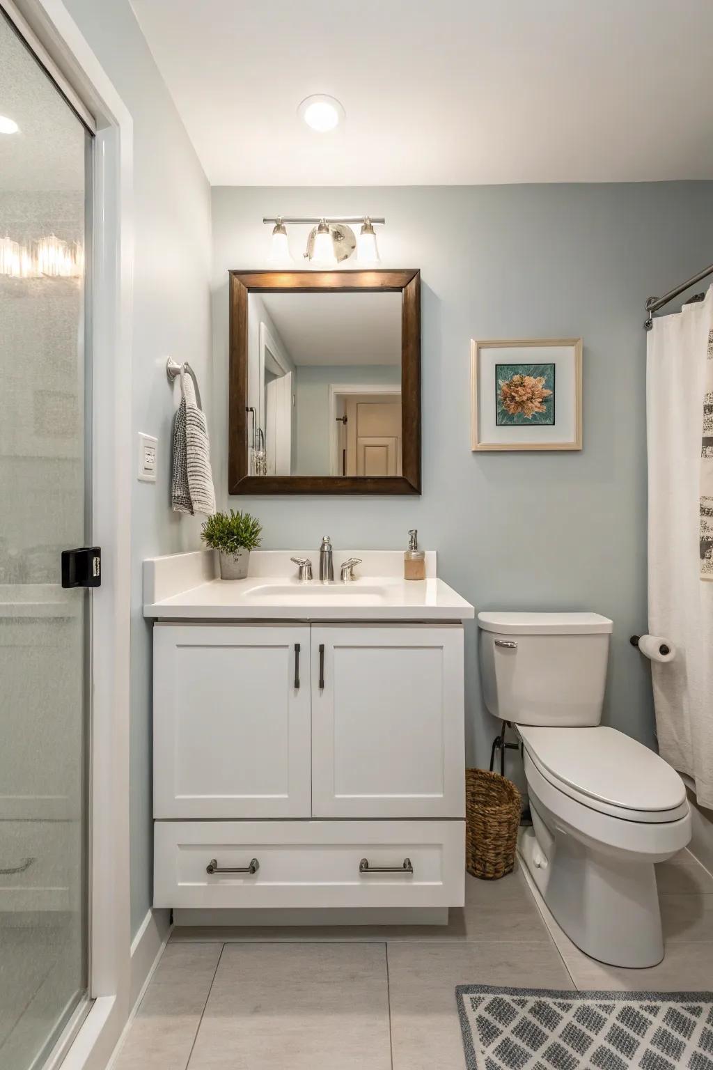 A floating vanity adds elegance and frees up floor space.