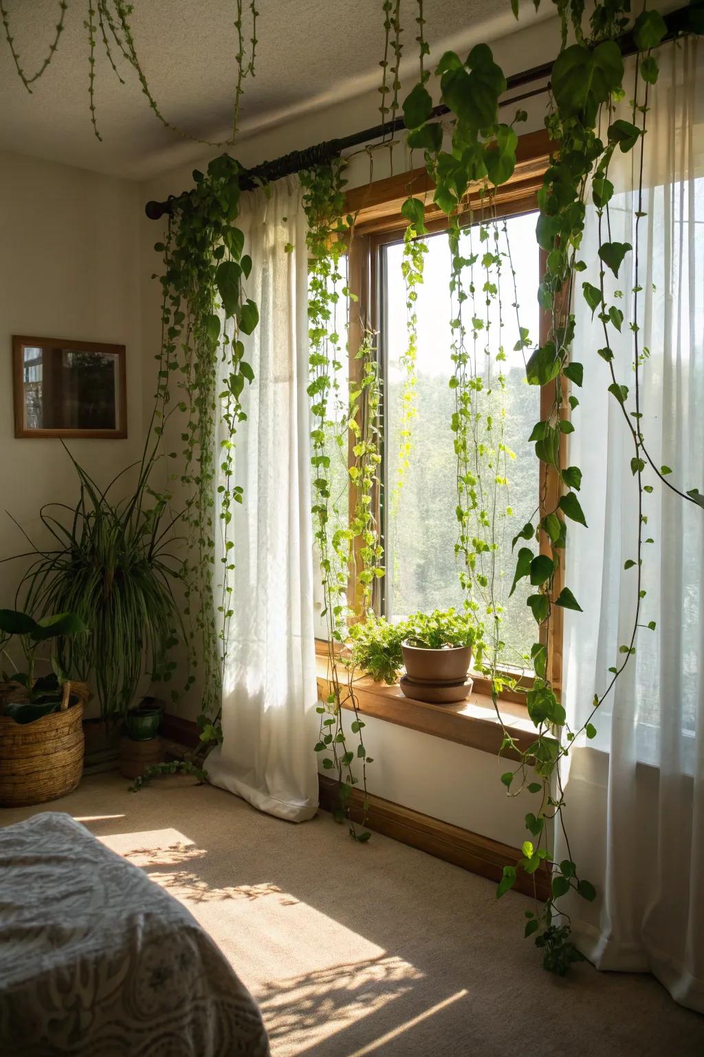 Outline your windows with a curtain of vines for a revitalizing appearance.