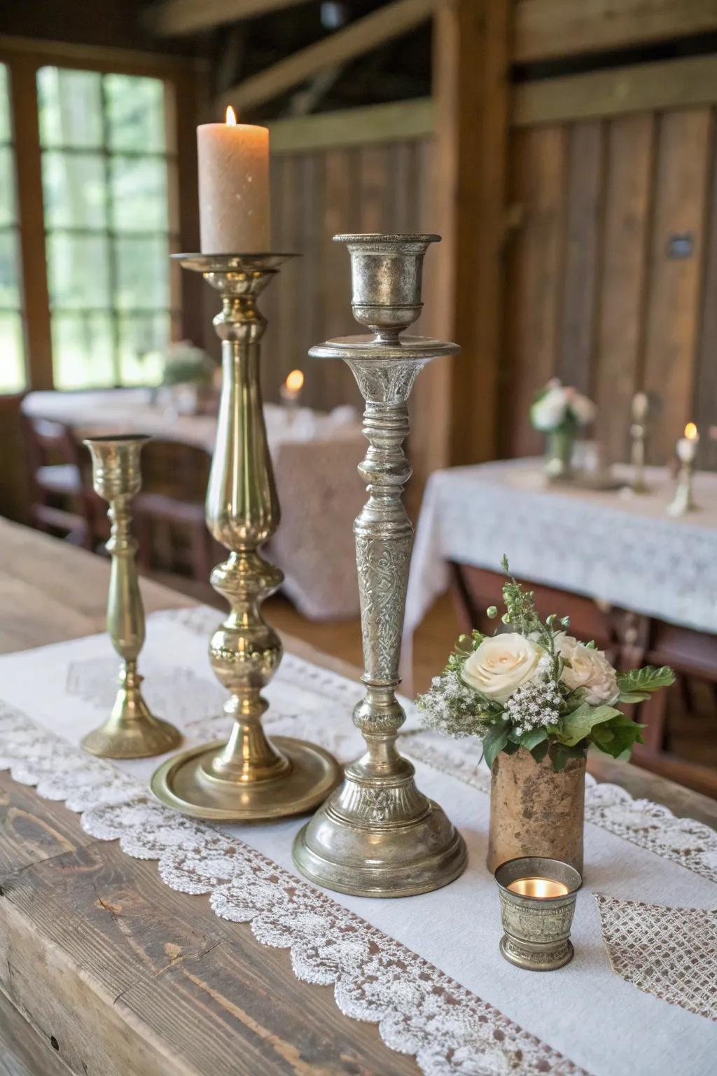 Add charm with vintage candlesticks.