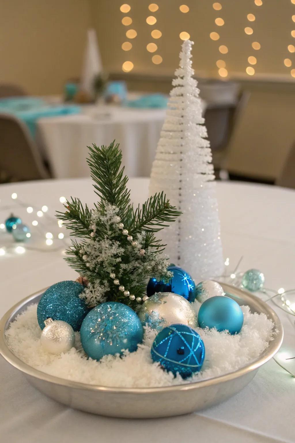 Winter-themed centerpieces bring the season's charm to your office.