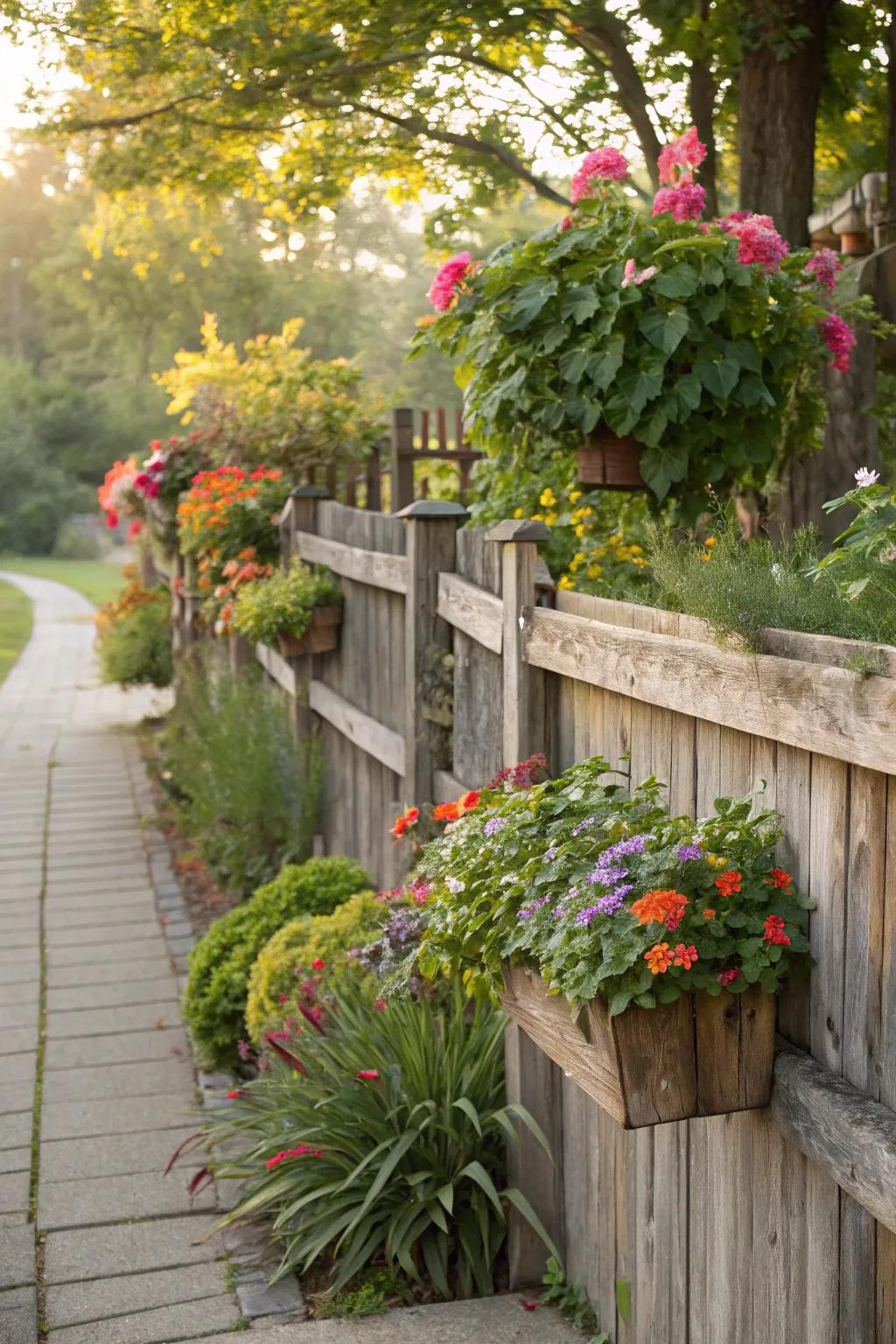 Planter-integrated fences add natural beauty and functionality.