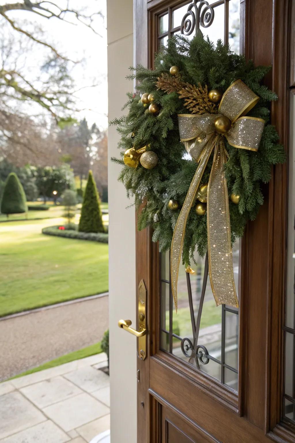 A wreath that shines with opulence and elegance.