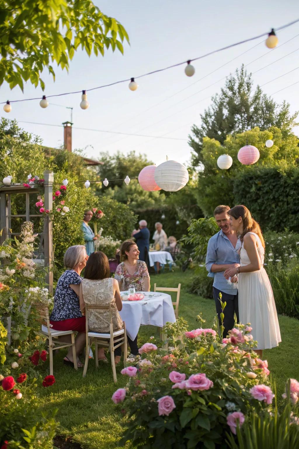 A casual outdoor gathering perfect for celebrating milestones.