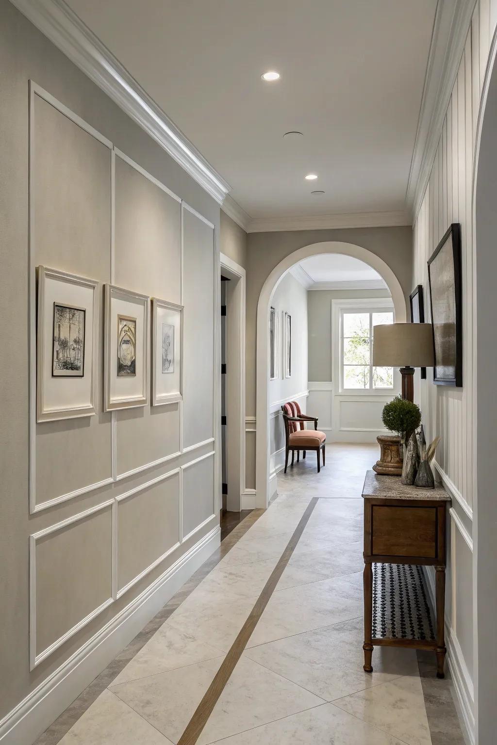 Minimalistic accents offer subtle elegance to the entryway.